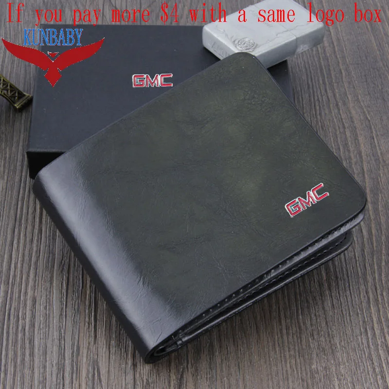 Black with logo box Новинка, натуральная кожа, Черный Автомобильный логотип, Сумка для документов, кошелек, карта, посылка, Cion, держатель, чехол, золото, VIP, для GMC - Название цвета: Black with logo box