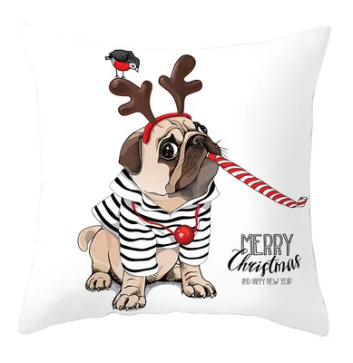 ZENGIA Рождество Рождественский Чехол на подушку Декоративная Подушка мопса