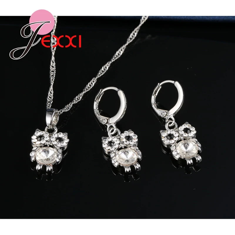 Африканские AAA хрустальные бусы ожерелье с совой серьги из стерлингового серебра