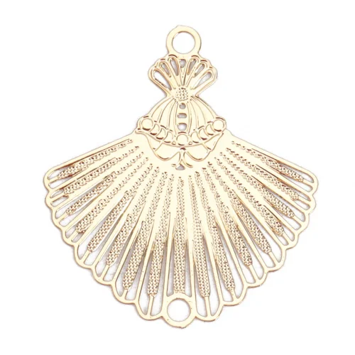 DoreenBeads мода сплав на железной основе Филигранное тиснение разъемы веерообразные Серебряный тон золото DIY фурнитура 29 мм x 26 мм, 10 шт - Цвет: 2