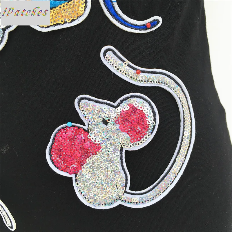 6 шт./компл. милый Блестящий патч в виде мыши железная аппликация для одежды сумки