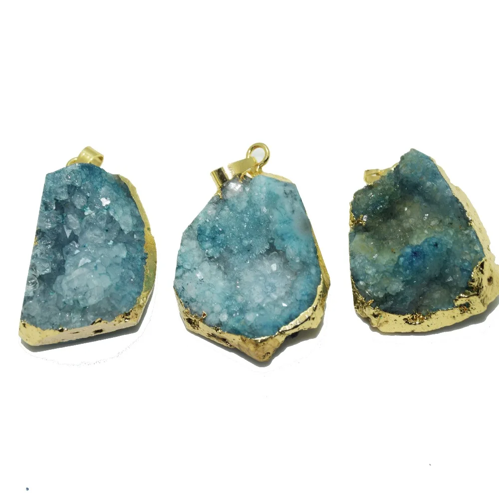 5 pcs Irregular Jewelry Cluster Raw druzy stone pendant girl gold bezel point natural crystal quartz geode for men | Украшения и