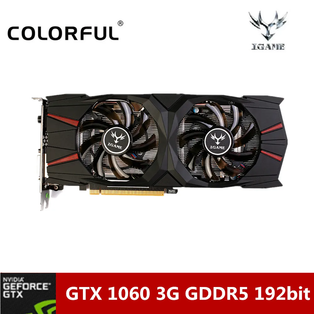 Красочные NVIDIA GeForce GTX 1060 3g игровой Графика карты 8008 мГц GDDR5 16nm 192bit видео с двумя