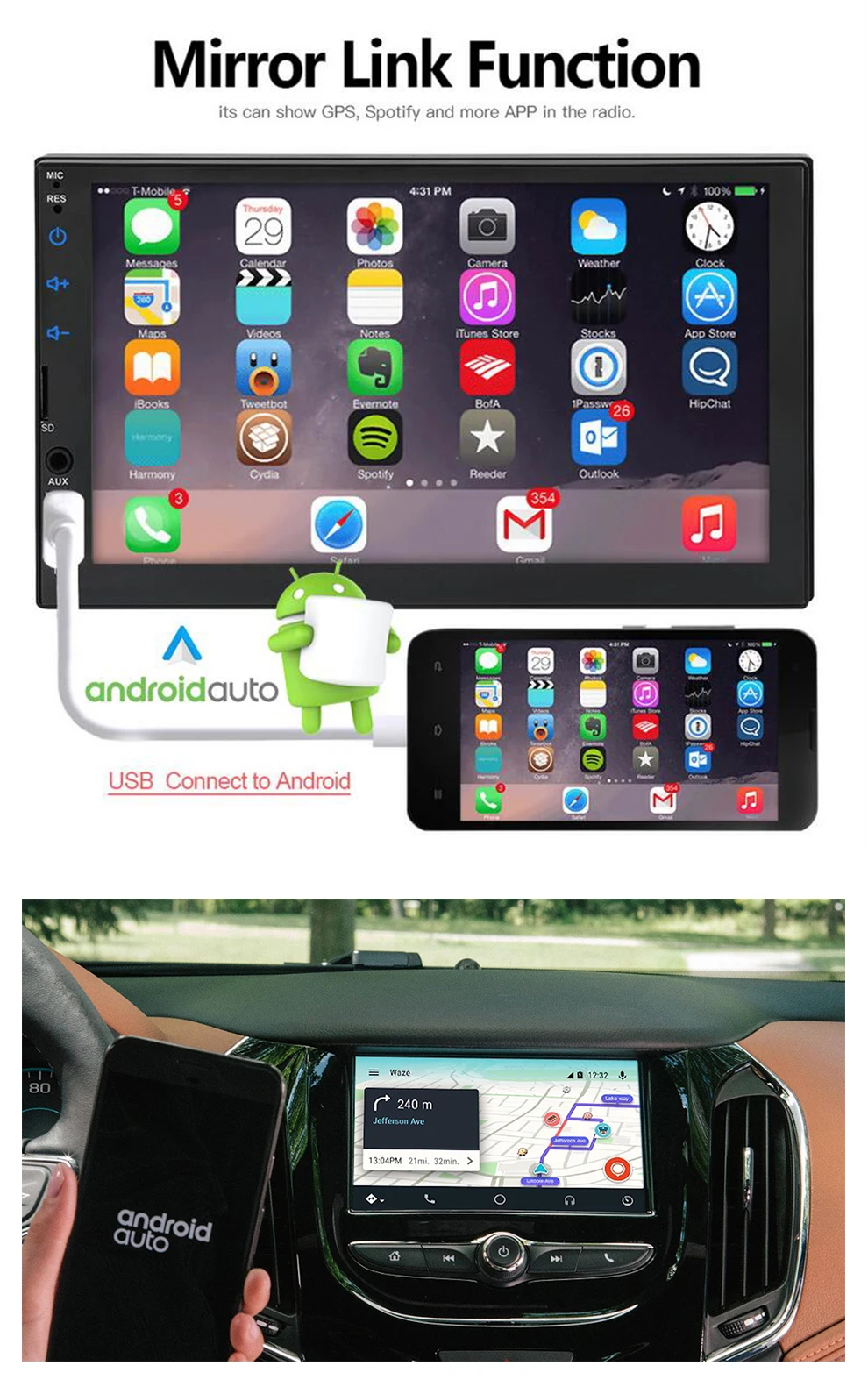 Android 7 радио с сенсорным экраном для apple carplay Mirror Link MP5 плеер автомобильное радио IOS мультимедийный автомобиль стерео Blutooth Авторадио