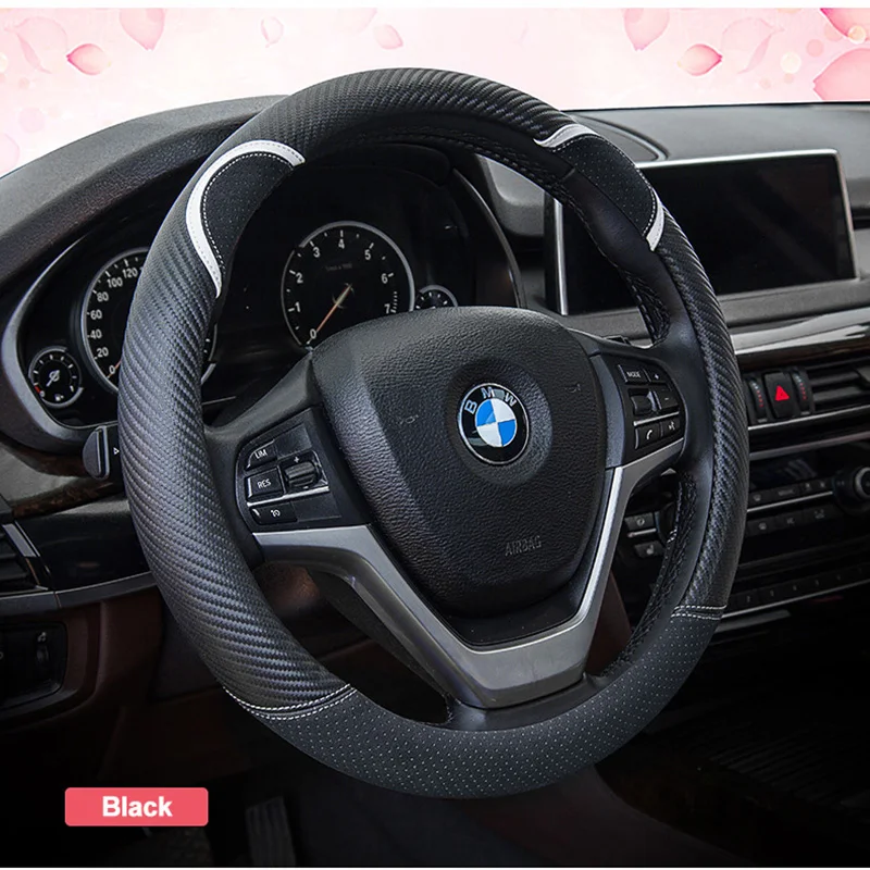 Чехол рулевого колеса автомобиля 38 см льняной мохнатый из углеродного волокна