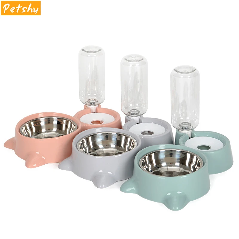 Petshy миска для еды для собак и кошек с бутылкой для воды для щенков, котенков, автоматический дозатор для воды, питатель для домашних животных, двойная миска для воды без мокрого рта