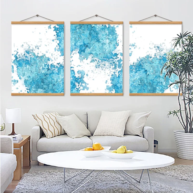 Красивая художественная картина с голубыми цветами мечты Скандинавская Картина