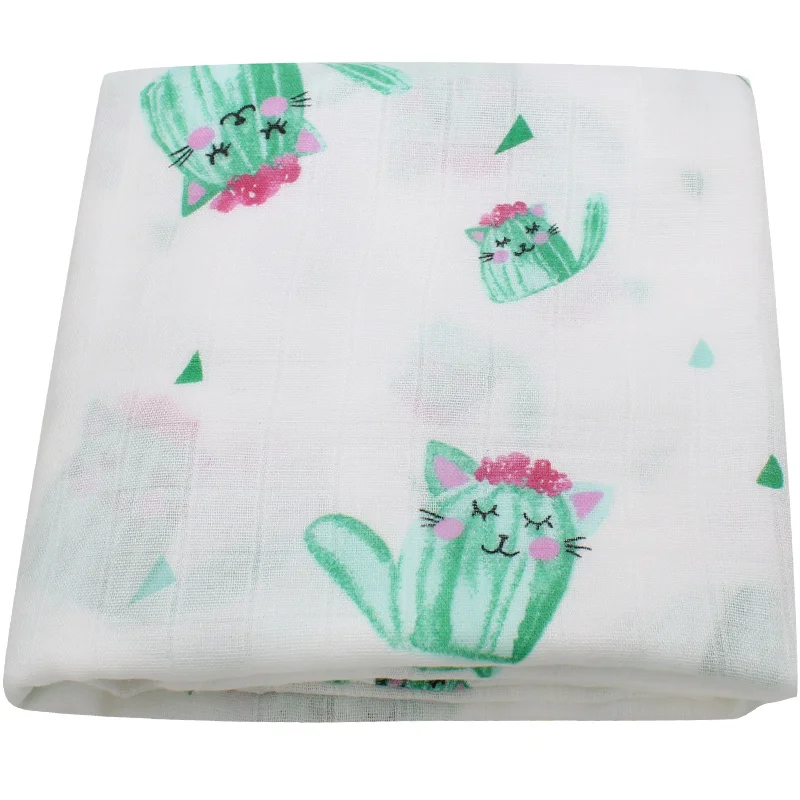 Cactus Cat Пасторальное стильное детское одеяло для новорожденных, супер мягкие бамбуковые хлопковые подгузники из муслина, пеленка, детские товары, банное полотенце - Цвет: Cactus Cat
