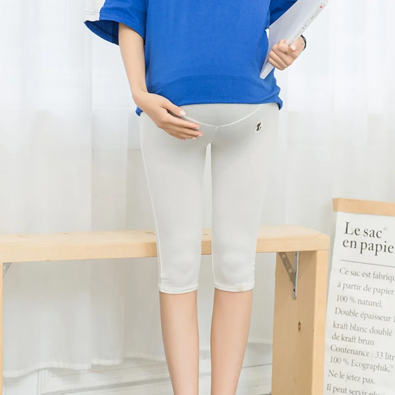 Брюки для беременных из модала с тремя четвертями брюки регулируемой талией