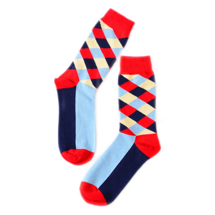 Новые носки в британском стиле клетку с градиентными цветами унисекс длинные