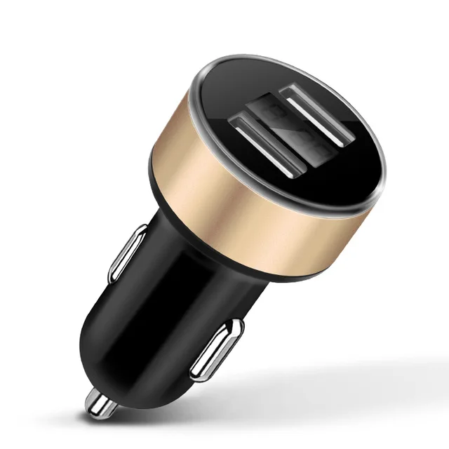 Gold CinkeyPro автомобильное Зарядное устройство светодиодный Экран 2-Порты USB Зарядное устройство 2.1A автомобиля-Зарядное устройство мобильного телефона, Универсальные наушники для iPhone samsung зарядки - Тип штекера: Gold