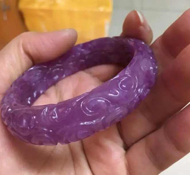 Винтажный Китайский фиолетовый браслет JADEITE JADE ручной работы 62 мм Прямая