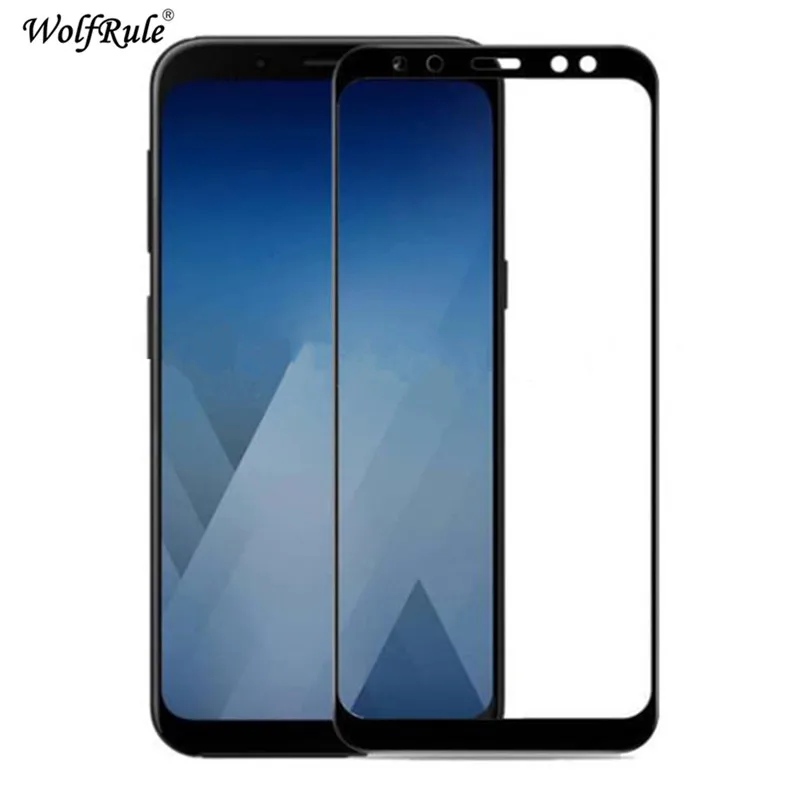 Защита ЖК экрана для Samsung Galaxy A8 2018 полное клеевое стекло A830 покрытие закаленное