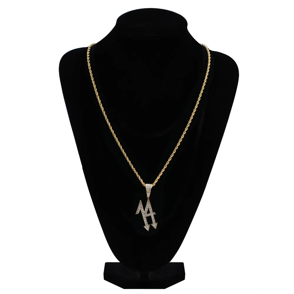 Мода 14 букв Iced Out кулон и ожерелья мужская женская циркониевая хип-хоп цепочки ювелирные изделия золотые подвески серебряного цвета для подарков