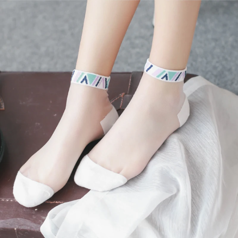 Носочки на ногу ультра тонкие шелковые кружевные женские модные сексуальные