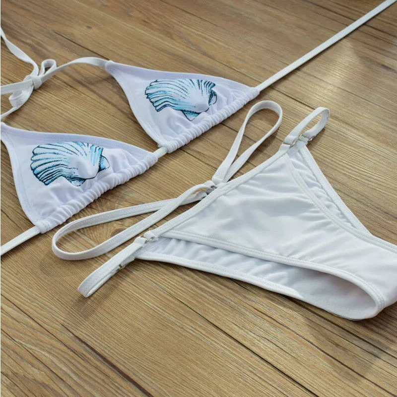 

New Women Shell Pattern Bikini Set 2018 Sexy Push-up Beach Swimsuit Brazilian Bathing Suit Low Waist Triangle Swimwear Beachwear