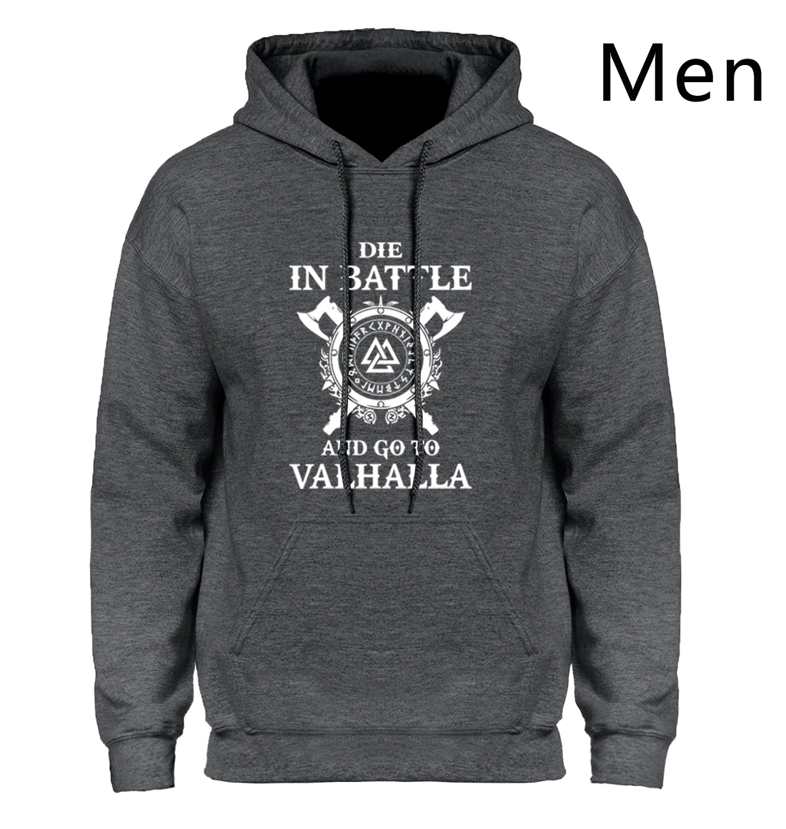 Odin Vikings/мужская толстовка с капюшоном «умри в бою и отправляйся в Валгаллу», новинка года, брендовая толстовка с капюшоном на зиму и осень для сына Одина - Цвет: Dark Gray