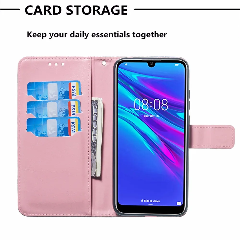 Блестящий кожаный чехол для Huawei Y6 2019 (6 09 дюйма) чехлы телефонов Y 6 Y62019 Модный