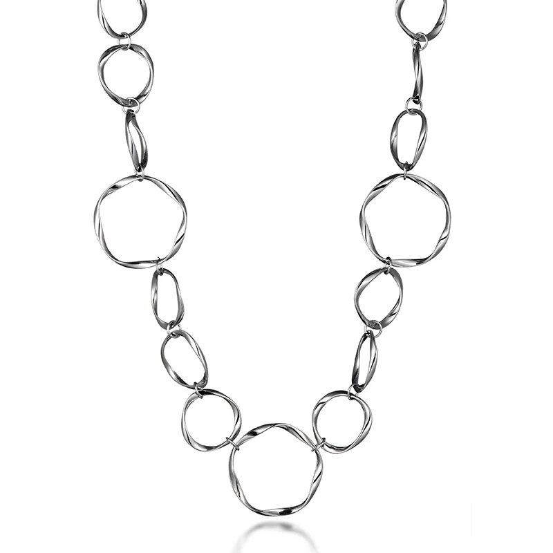 Silver Color Разноцветное длинное ожерелье, женское золотое Элегантное ожерелье макси с цепочками, многоразмерное ожерелье с кругами, массивное ювелирное изделие, Прямая поставка - Окраска металла: Silver Color