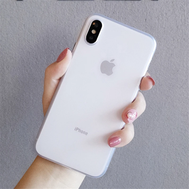 Чехол накладка для iPhone X XS XR Max 6 6S Plus 7 8 ультратонкий прозрачный матовый цвет