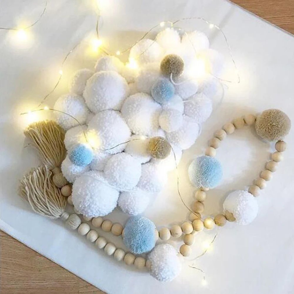 Мягкие шерстяные шарики в скандинавском стиле ручной работы красочные украшения