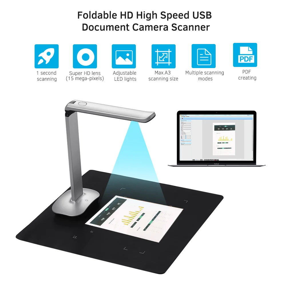 Aibecy F50 складной HD USB книга фото документ камера сканер 15 мегапикселей A3 и A4