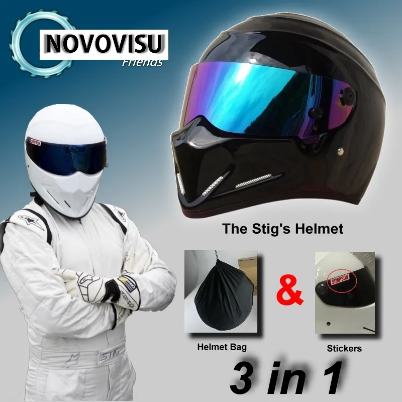 Шлем Стига нововису Capacete Casco De& Bag+ наклейка "Simpson" для подарков/яркий черный шлем+ Красочный козырек для Top gear