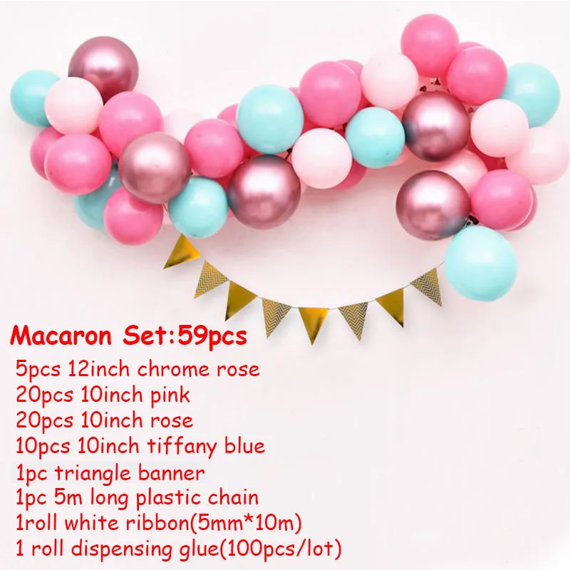 macaron set 59 шт./компл. хром металлический золотистый воздушный шарик в арочный комплект латексных воздушных шаров с Свадебная вечеринка гирлянда шар Baby Shower поставки фон Настенный декор - Цвет: macaron set