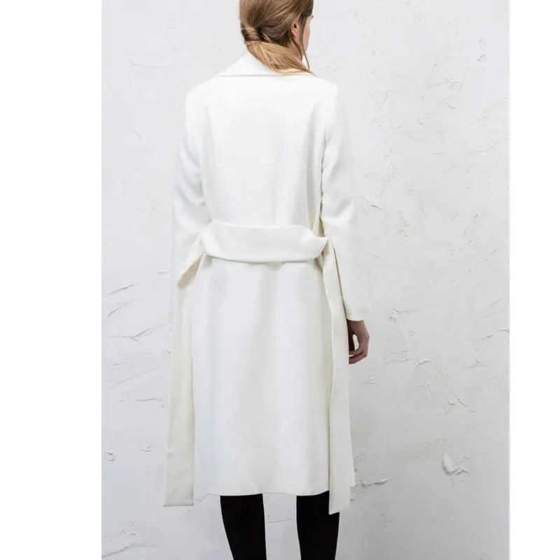 2020 Лидер продаж длинный белый Тренч с двумя карманами Женское пальто модный