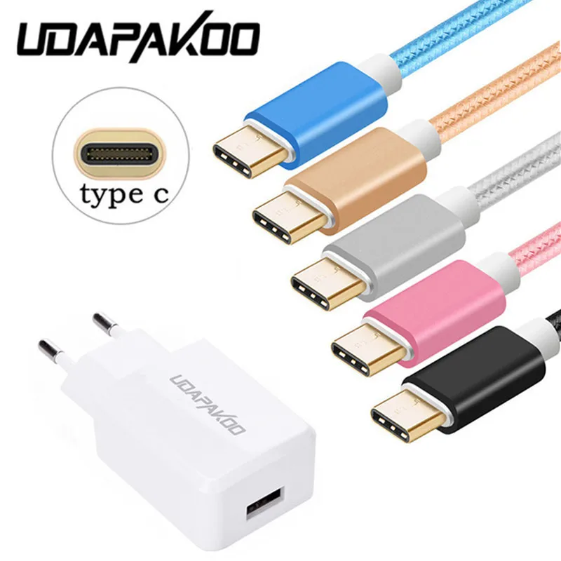 Дорожное зарядное устройство с европейской вилкой и кабелем USB Type C для быстрой