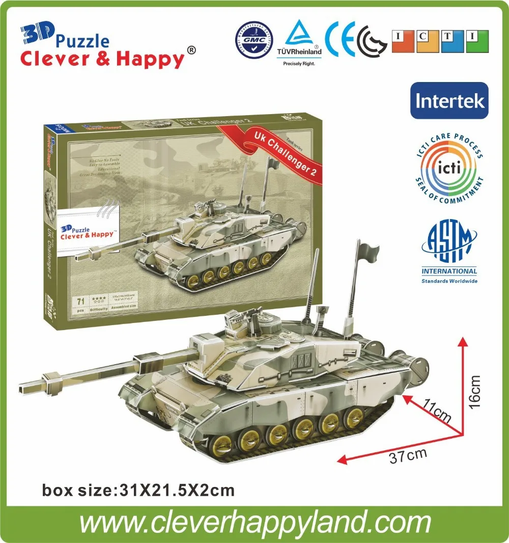 2014 Новый дизайн оптовая продажа 3d танка модель пазла из бумаги UK Challenger 2 | Игрушки