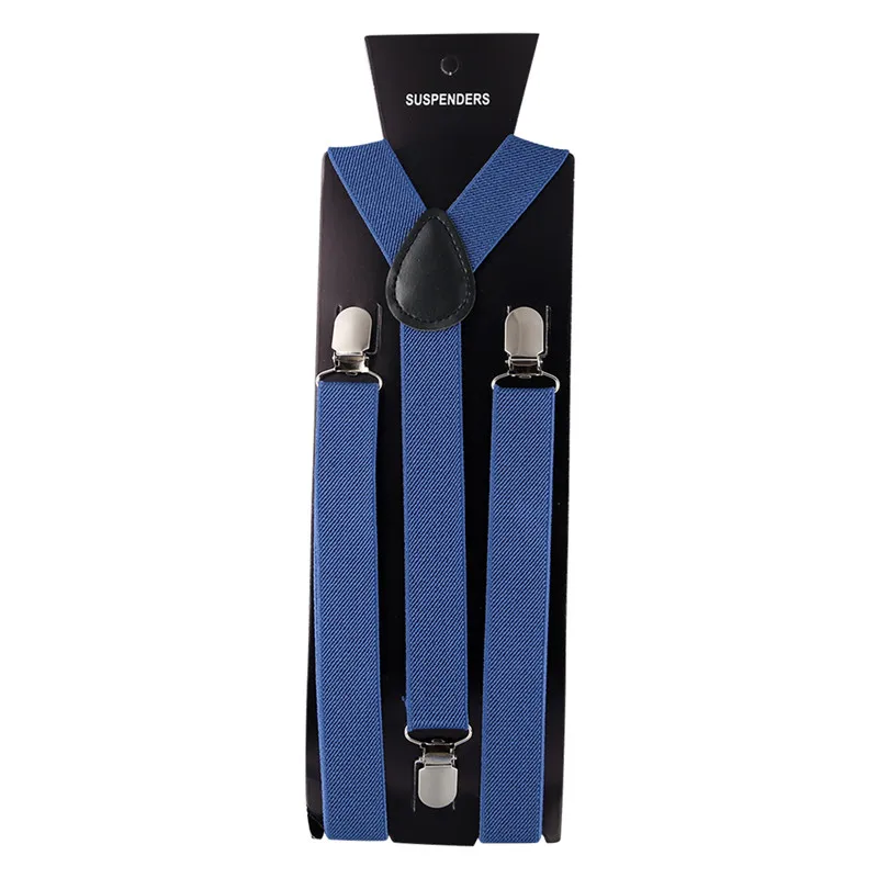 Black Royal Blue Брюки Свадебные на подтяжках для юбки 40 цветов эластичные кожаные подтяжки для мужчин 3 зажимы подтяжек винтажные мужские женские подтяжки - Цвет: Black Royal Blue