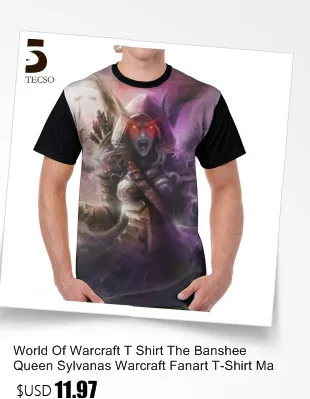 Футболка World Of Warcraft, футболка с надписью The Banshee queen Sylvanas Warcraft Fanart, Мужская футболка с большим графическим рисунком, Милая футболка из полиэстера