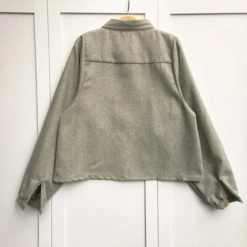Блузки женские кривые Placket волшебный цвет маленький воротник блузка джинсовая хлопковая осенняя и зимняя с длинными рукавами лацканы