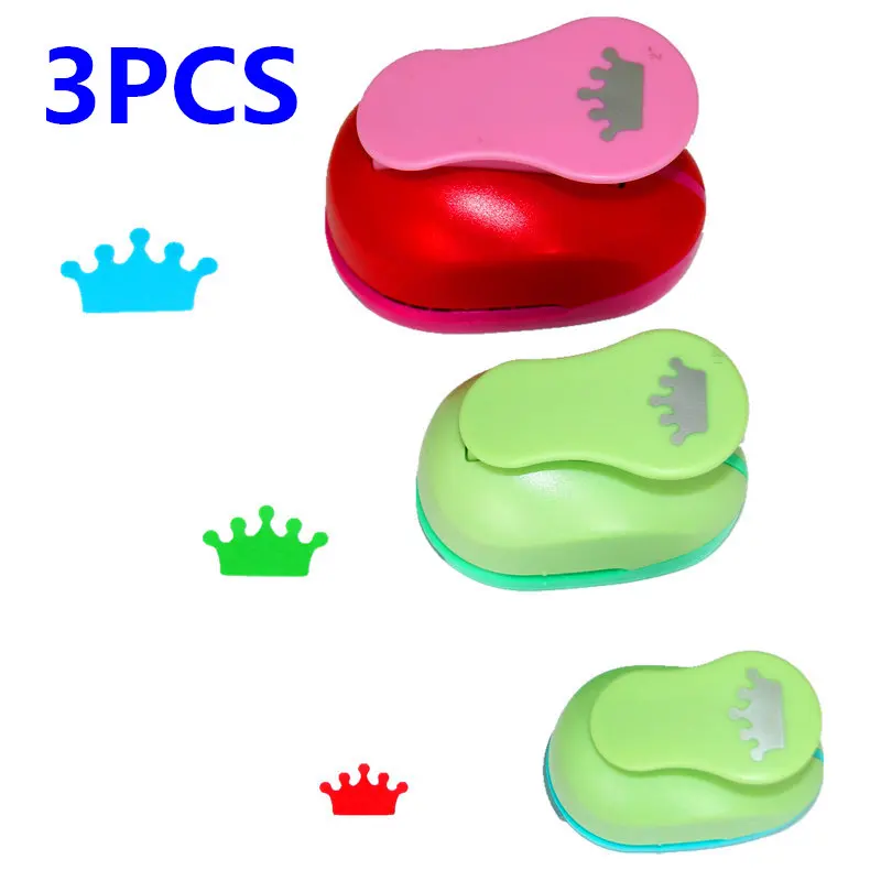 Crown set 3 шт./компл. круглый фигуры для творчества набор пробойников дети ручной DIY Пробойники ошибка де записки дырокол для кругов - Цвет: Crown set