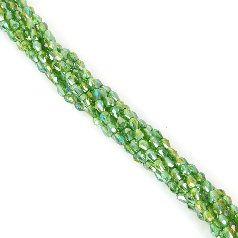 Grass Green AB 100 шт./лот 3x5 мм Мульти Цвет каплевидные Австрия кристаллические граненые бусины Стекло бусины Свободные Spacer Бусины для изготовления ювелирных изделий - Цвет: Grass Green AB