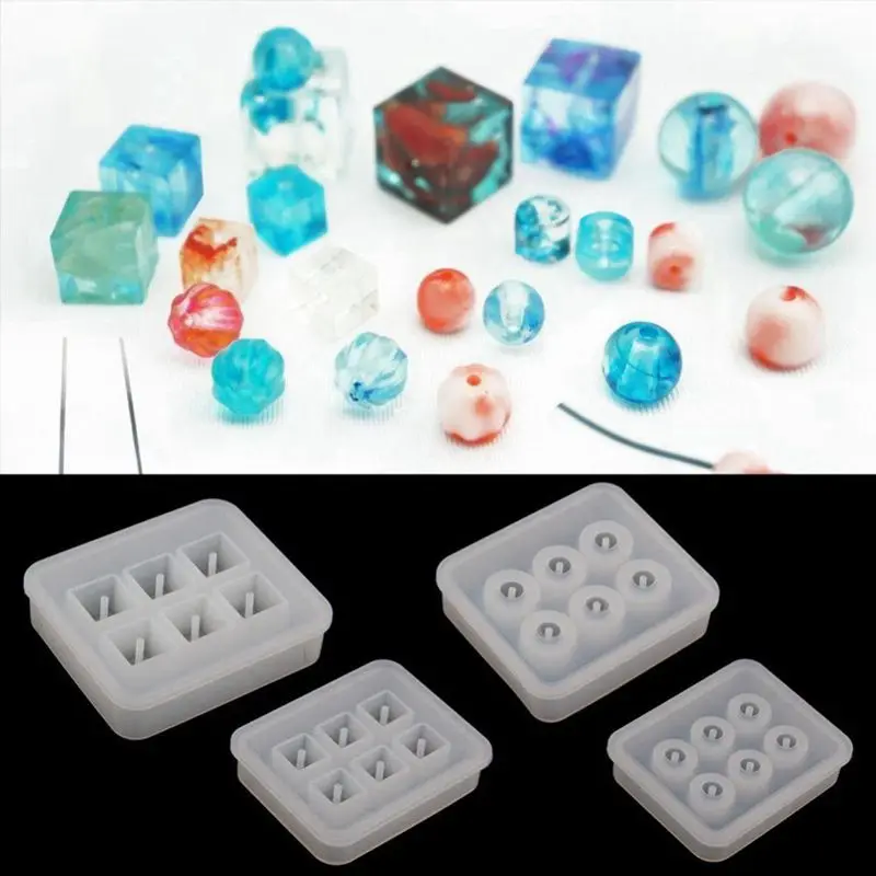 4Pcs Round Square Silicone Bead Mold Mould with Hanging Holes for Jewelry Pendant Bangle Bracelet Making DIY Hand Craft T | Украшения и