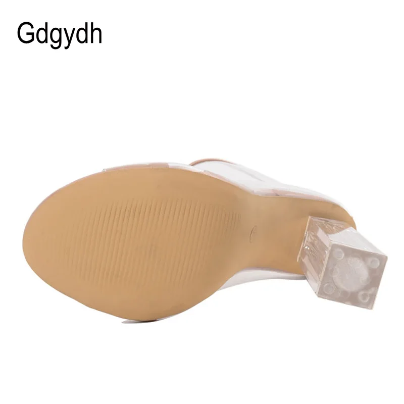 Женские прозрачные туфли Gdgydh черные на высоком каблуке с открытым носком молнии