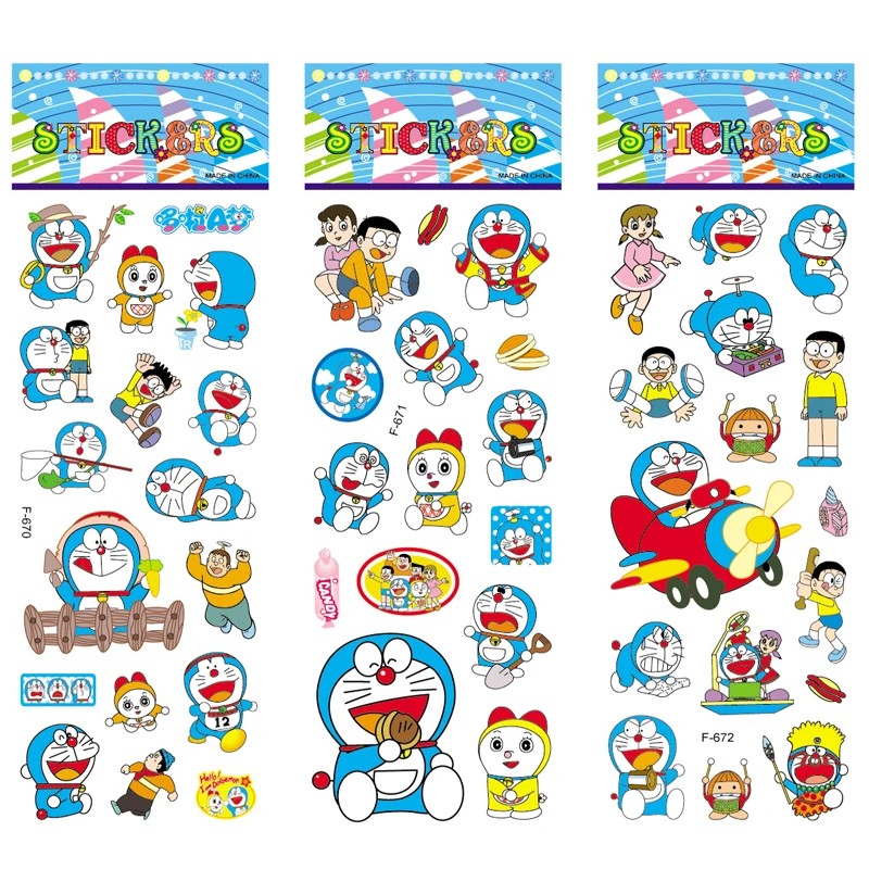 12 листов/набор Doraemon стикер Скрапбукинг игрушки для детей Мультяшные 3D наклейки s Дети Девочки Мальчики ПВХ Пузырьковые наклейки s