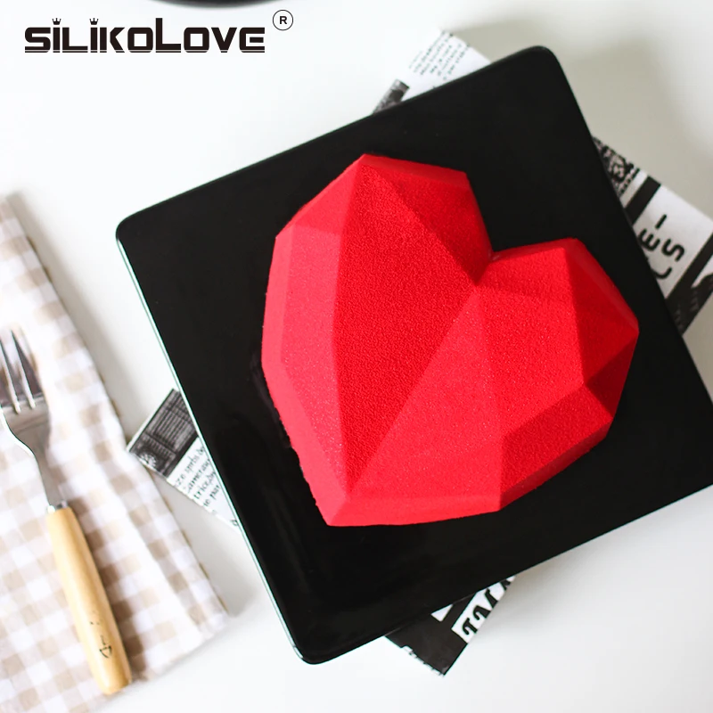 SILIKOLOVE 8 формами алмазов «любящее сердце»-фигурные силиконовые формы для бисквитов мусс шоколадный жаропрочная посуда для десерта печенья прессформы
