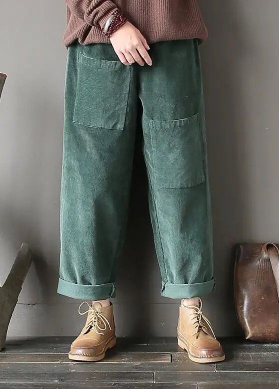 forest green NINI WONDERLAND, весенние вельветовые штаны для женщин, одноцветные классические брюки, женские свободные повседневные шаровары, Осенние штаны, большой размер - Цвет: forest green