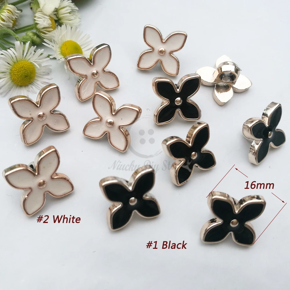 

144pcs 16mm High-grad gold edge black / white flower craft button for decoration headwear diy craft sewing accessories wholesale