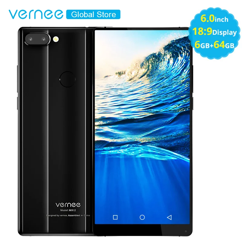 Vernee Mix 2 6 0 &quot18:9 полный дисплей 6G ram 64 GB мобильный телефон MT6757CD Восьмиядерный 4200 mAh