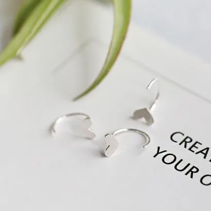 simple heart earring 100% 925 Sterling silver Jewelry fashion Hypoallergenic Stud earrings for women gift | Украшения и