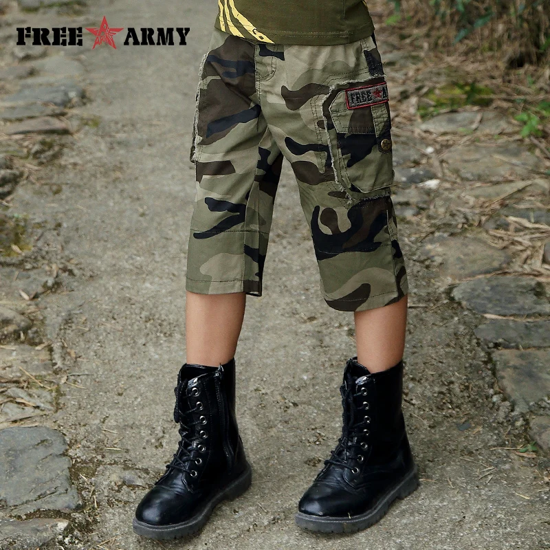FreeArmy/брендовые Детские камуфляжные шорты летние брюки для мальчиков хлопковые