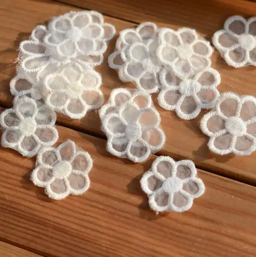 Кружевные аксессуары Бежевый органза кружева цветы Цветочные наклейки 3 см в