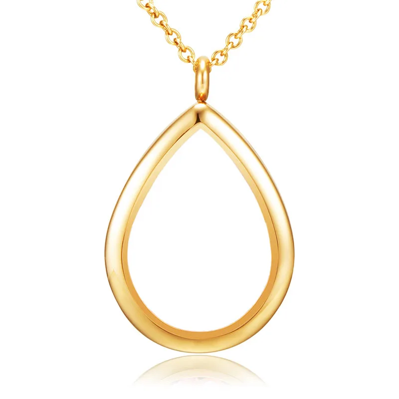 Gold Color 316 медальон из нержавеющей стали с плавающей памятью! Капелькой слезинкой, подвешиваемый кулон - Окраска металла: Gold Color