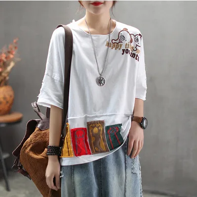 Футболка женская летняя с О образным вырезом и коротким рукавом|Футболки| |