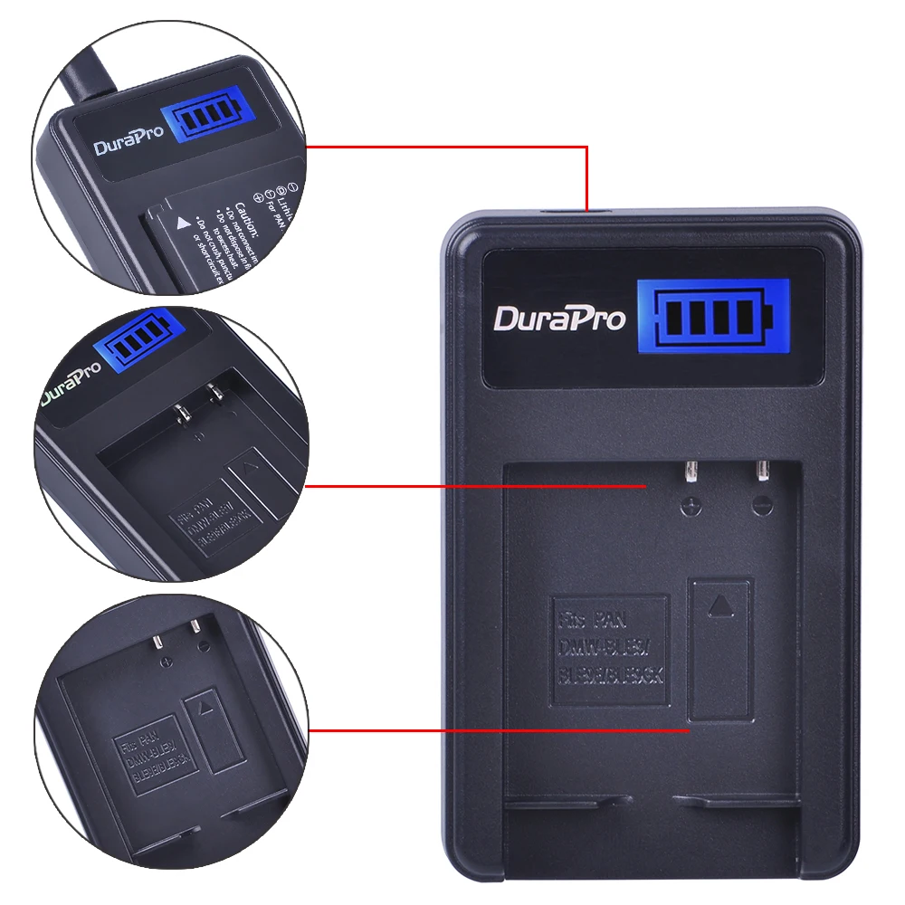 DuraPro ЖК дисплей USB Батарея Зарядное устройство для Panasonic DMW BLE9 BLG10 Lumix DMC GF3 GF5 GF6 GX7