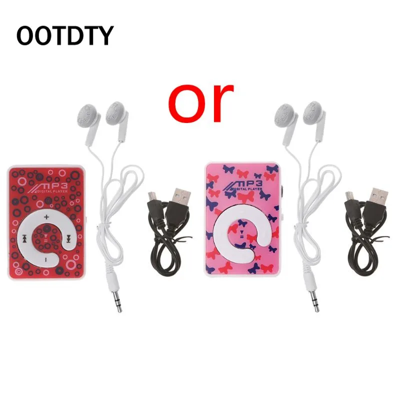 Миниатюрный MP3 плеер с зажимом и круглым узором поддержкой TF карты + мини USB кабель